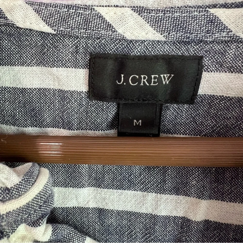 J Crew Striped Kangaroo Pocket Hooded Lightweight Shirt  Size M